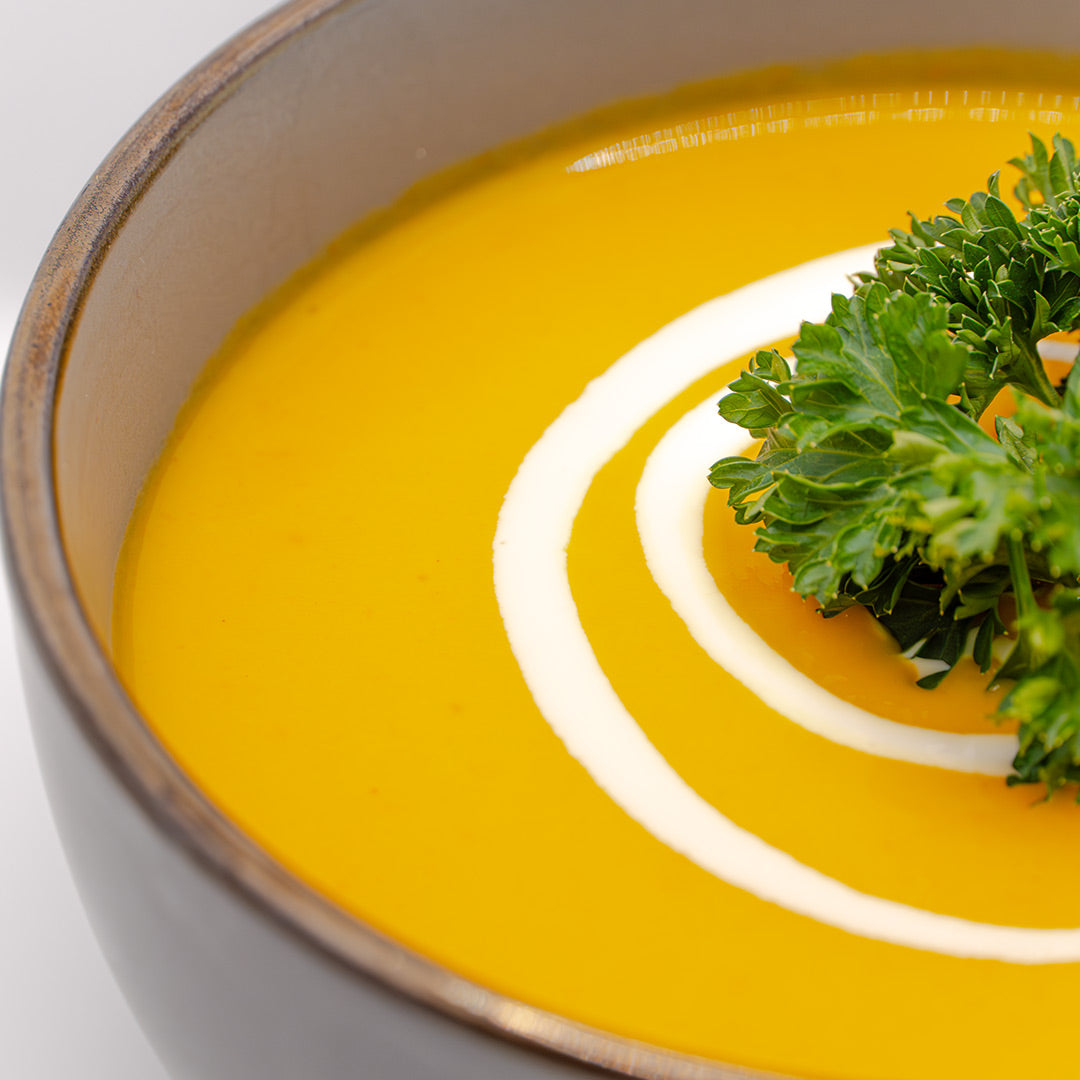 Kürbis-Ingwer-Suppe mit Kokosmilch