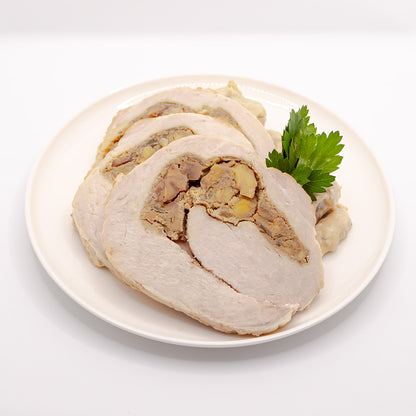 Gefüllter Schweinebraten mit Pilzen & Kastanien an Champignonsoße