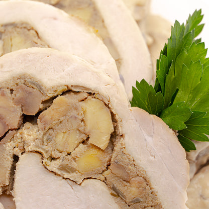 Gefüllter Schweinebraten mit Pilzen & Kastanien an Champignonsoße